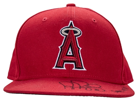 2014 Albert Pujols Game Used, Signed & Inscribed Los Angeles Angels Cap (Beckett)